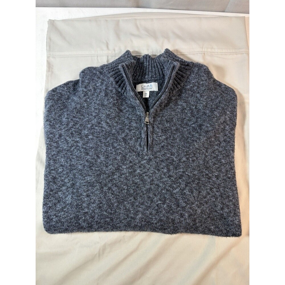 Croft and Barrel Zip Up Cardigan Sweater, Heather Blue XXL Womens